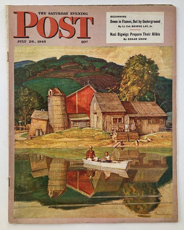 The Saturday Evening Post July 28 1945 Schoolhouse Pond Cambrigde, New York