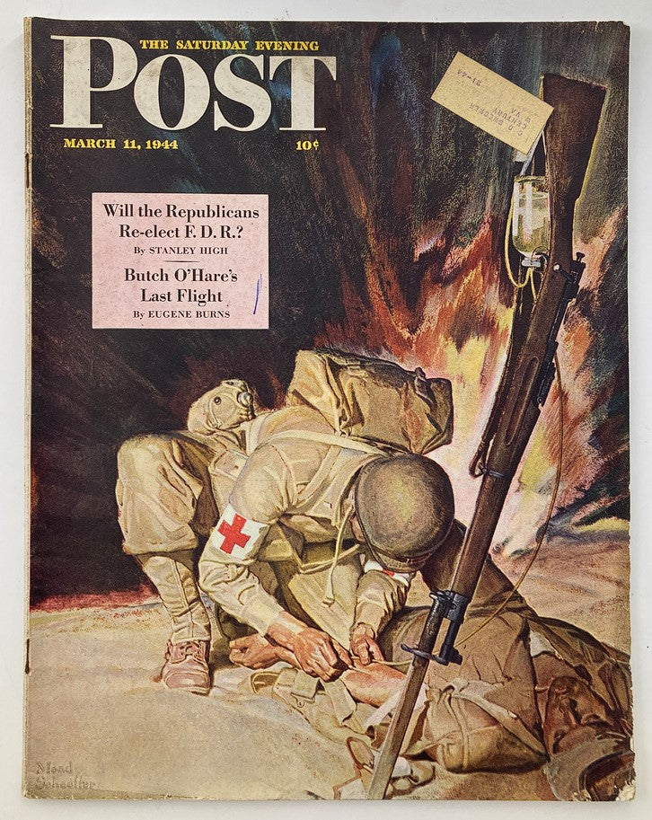 The Saturday Evening Post March 11 1944 Blood Plasma Cover by Mead Schaeffer