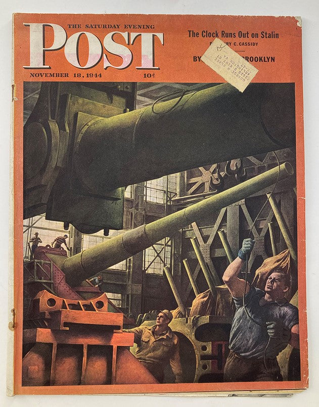 The Saturday Evening Post November 18 1944 Gun Factory Cover by Robert Riggs