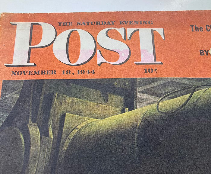 The Saturday Evening Post November 18 1944 Gun Factory Cover by Robert Riggs