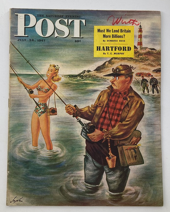 The Saturday Evening Post July 26 1947 Men Fishing at Montauk Point by Alajalov