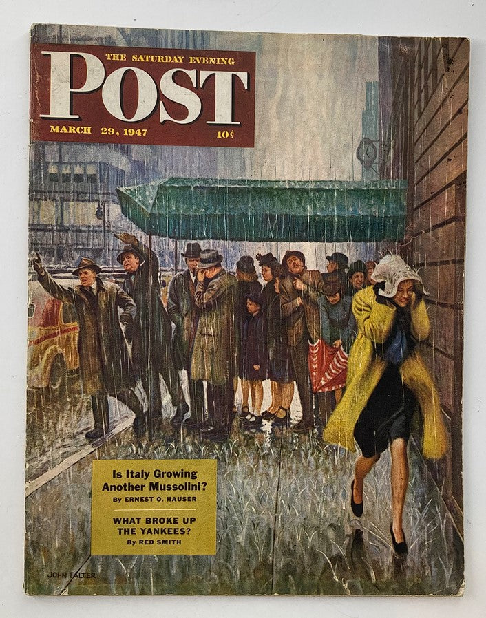 The Saturday Evening Post March 29 1947 A Spring Downpour by John Falter