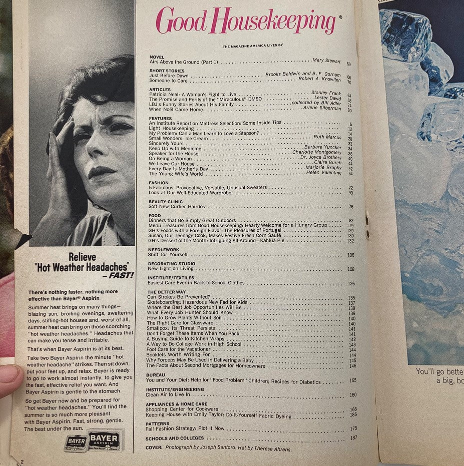 Good Housekeeping Magazine August 1965 Patricia Neal A Woman's Fight to Live