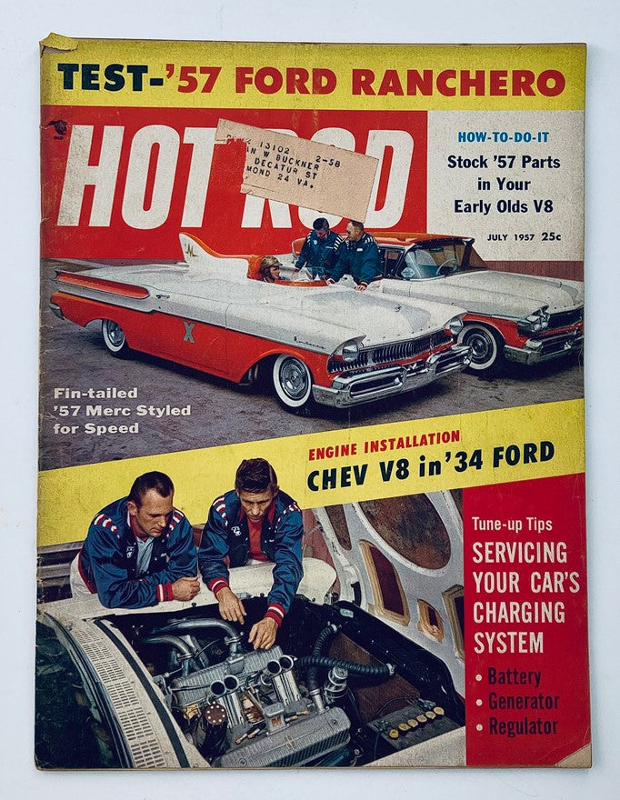 VTG Hot Rod Magazine July 1957 Fin-tailed '57 Merc Styled for Speed