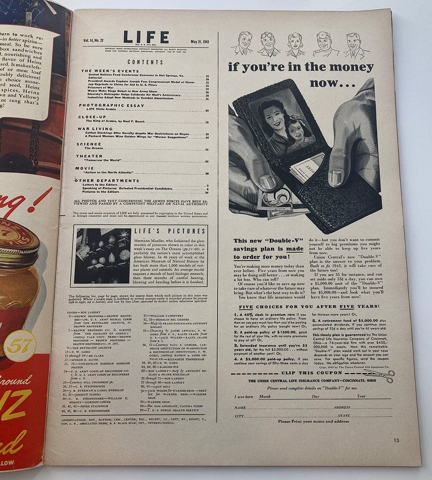 VTG Life Magazine May 31 1943 Vol 14 #22 IBN Saud Life Visits Him in Arabia