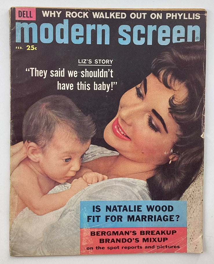 VTG Modern Screen Magazine February 1958 Liz Taylor, Mike Todd No Label