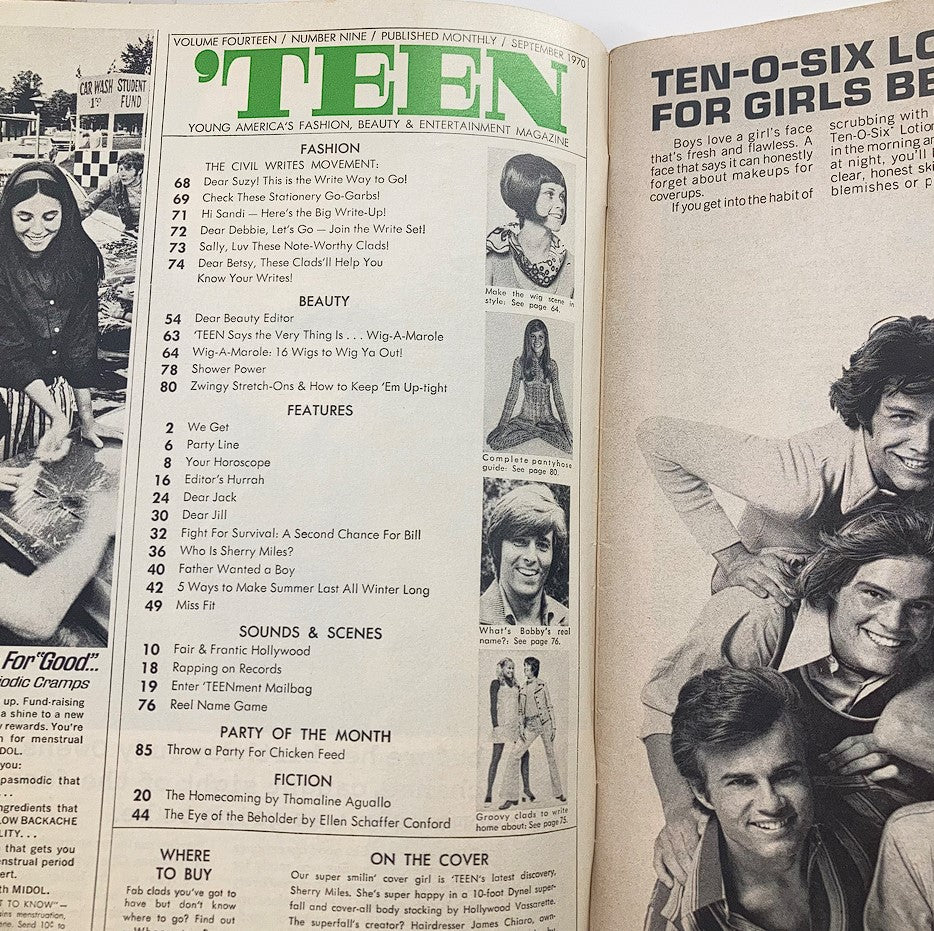 VTG Teen Magazine September 1970 Vol 14 #9 Cover Girl Sherry Miles