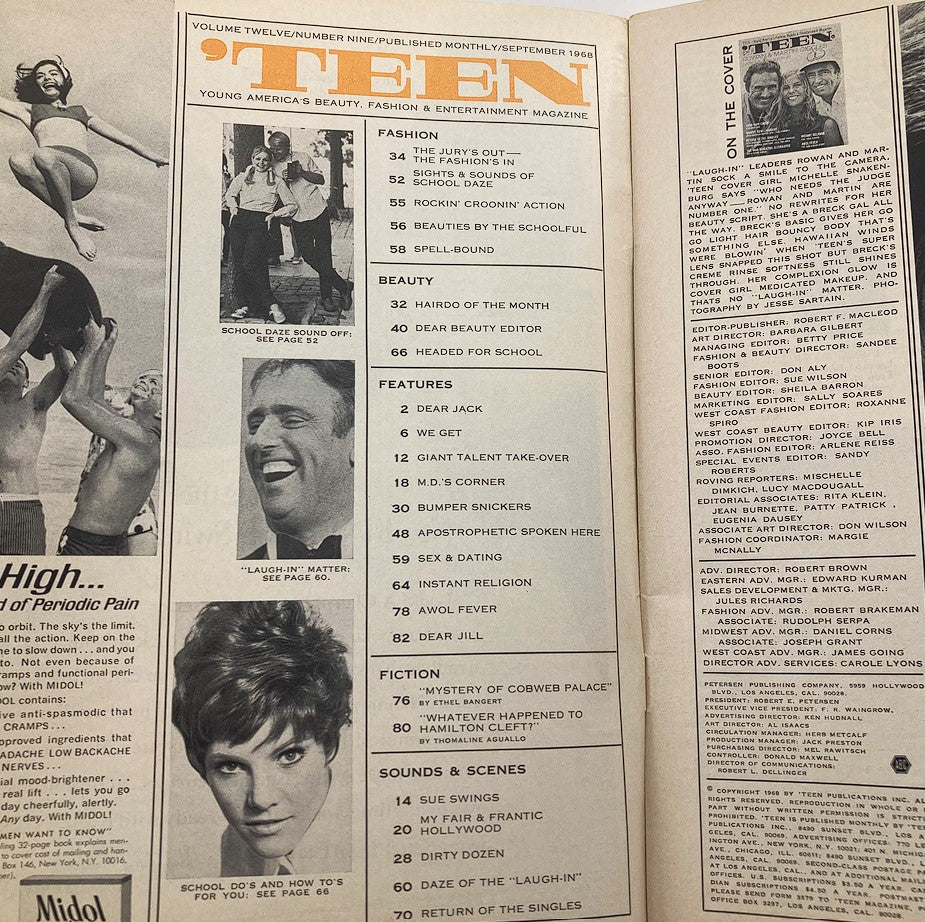 VTG Teen Magazine September 1968 Vol 12 #9 Rowan & Martin Sock and Michelle