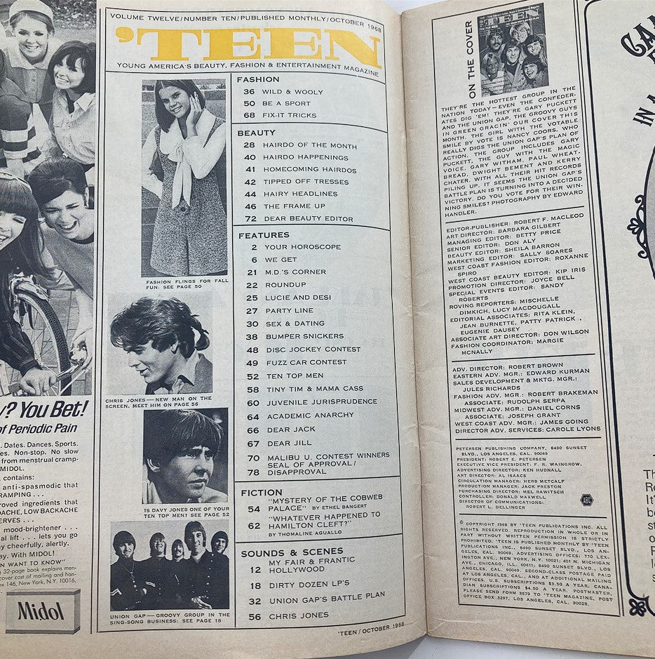 VTG Teen Magazine October 1968 Vol 12 #10 Gary Puckett and The Union Gap