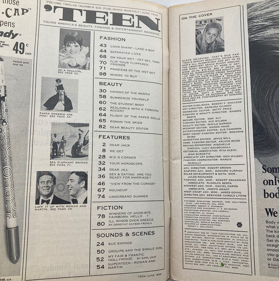 VTG Teen Magazine June 1968 Vol 12 #6 The Student Body & Groups & Single Girl