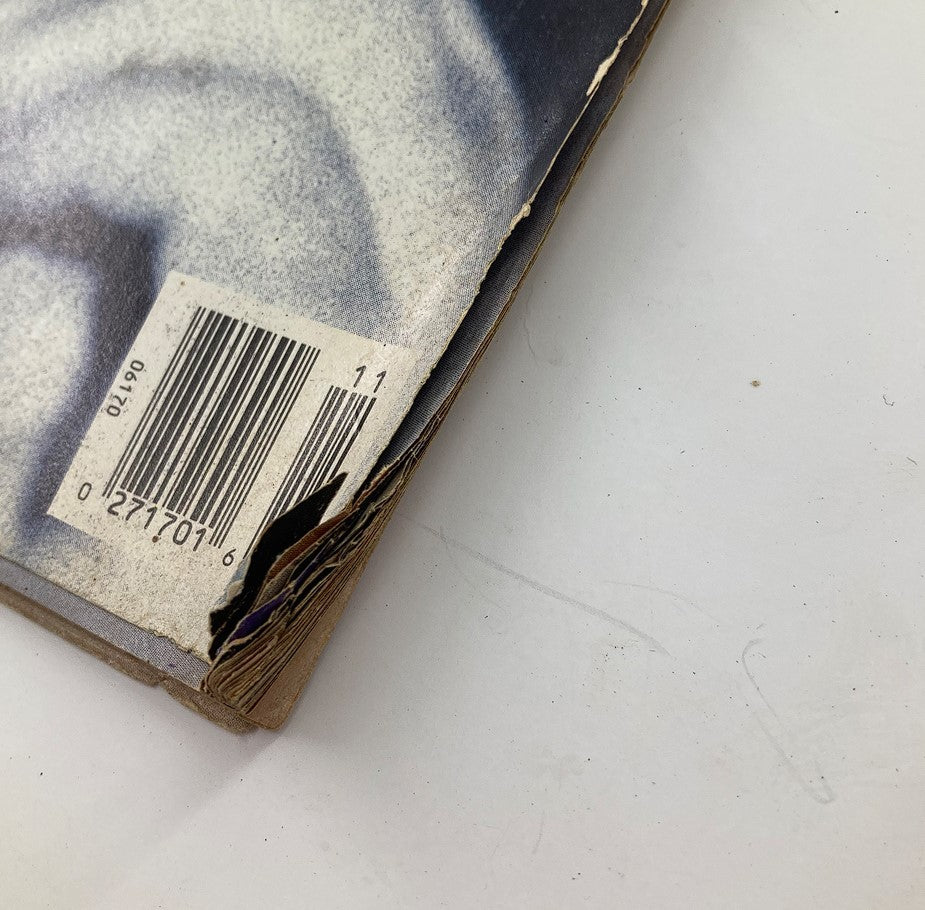 Close-up detail of the spine of VTG Memories Magazine October 1989, showing slight wear and barcode, emphasizing vintage magazine condition.