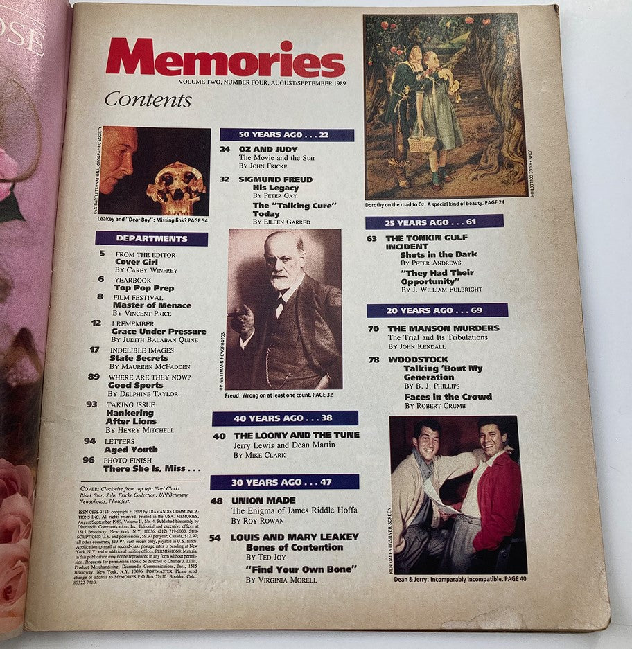 VTG Memories Magazine August 1989 Vol 2 #4 Grace Kelly, Jerry Lewis, Dean Martin