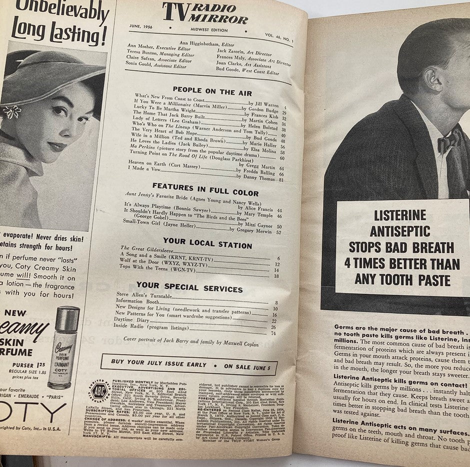 VTG TV Radio Mirror Magazine June 1956 Vol 46 #1 Jack Barry and Family