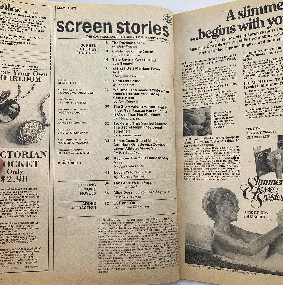 VTG Screen Stories Magazine May 1975 Jimmy Dean and Cher No Label