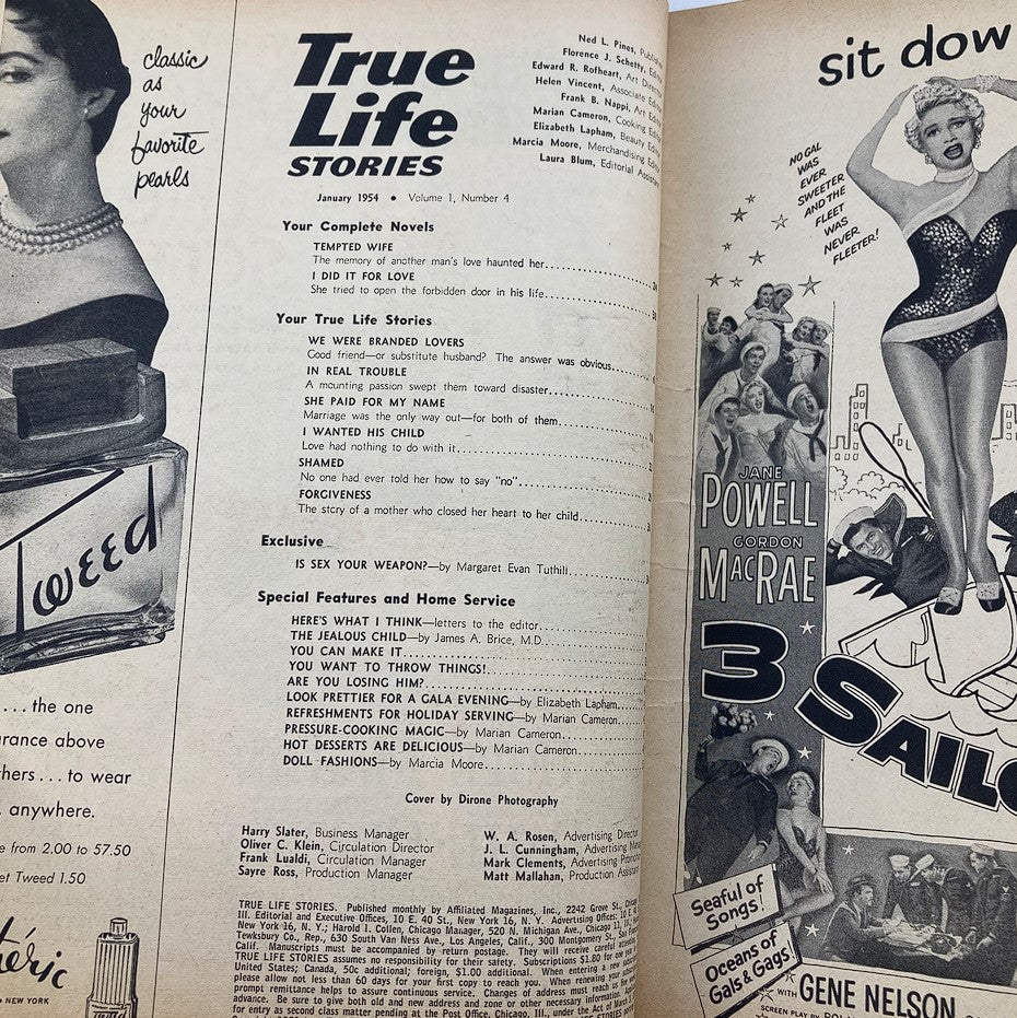 VTG True Life Stories Magazine January 1954 Vol 1 #4 Tempted Wife No Label