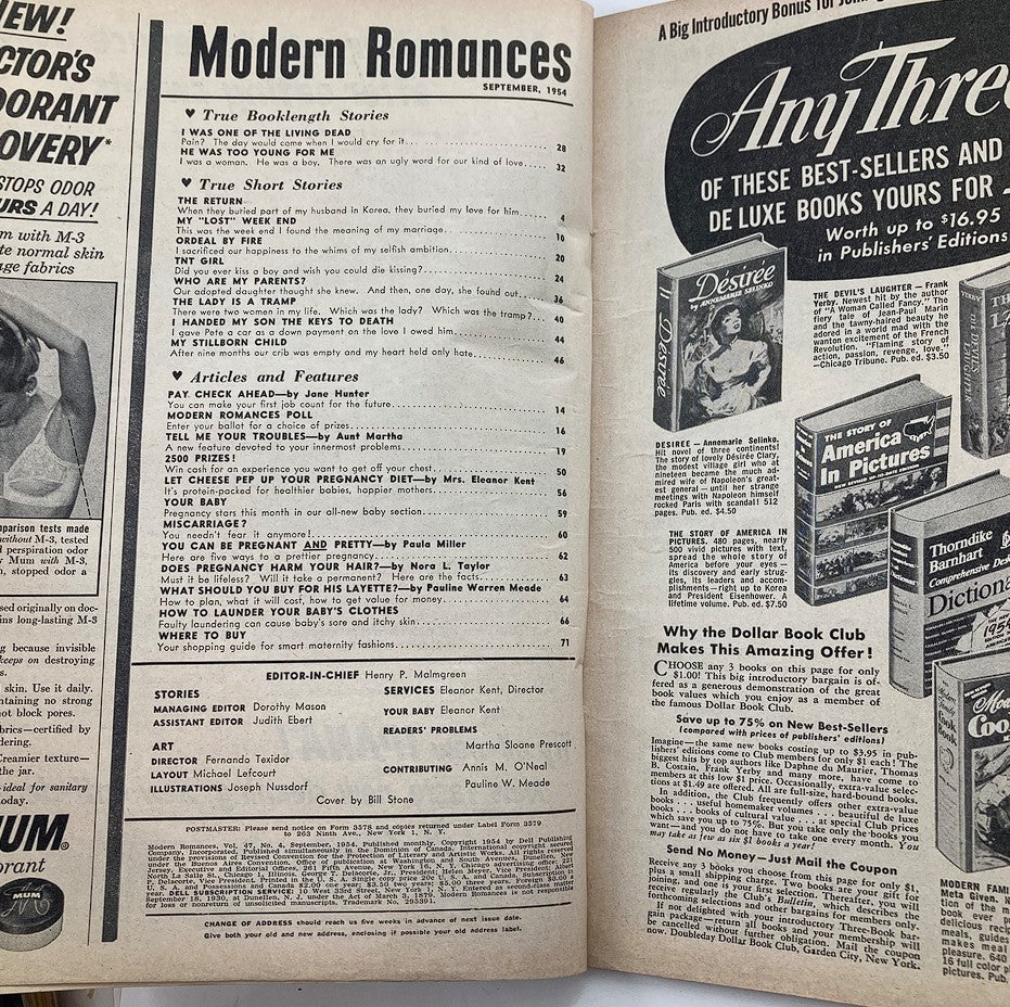 VTG Modern Romances Magazine September 1954 I Was One of the Living Dead