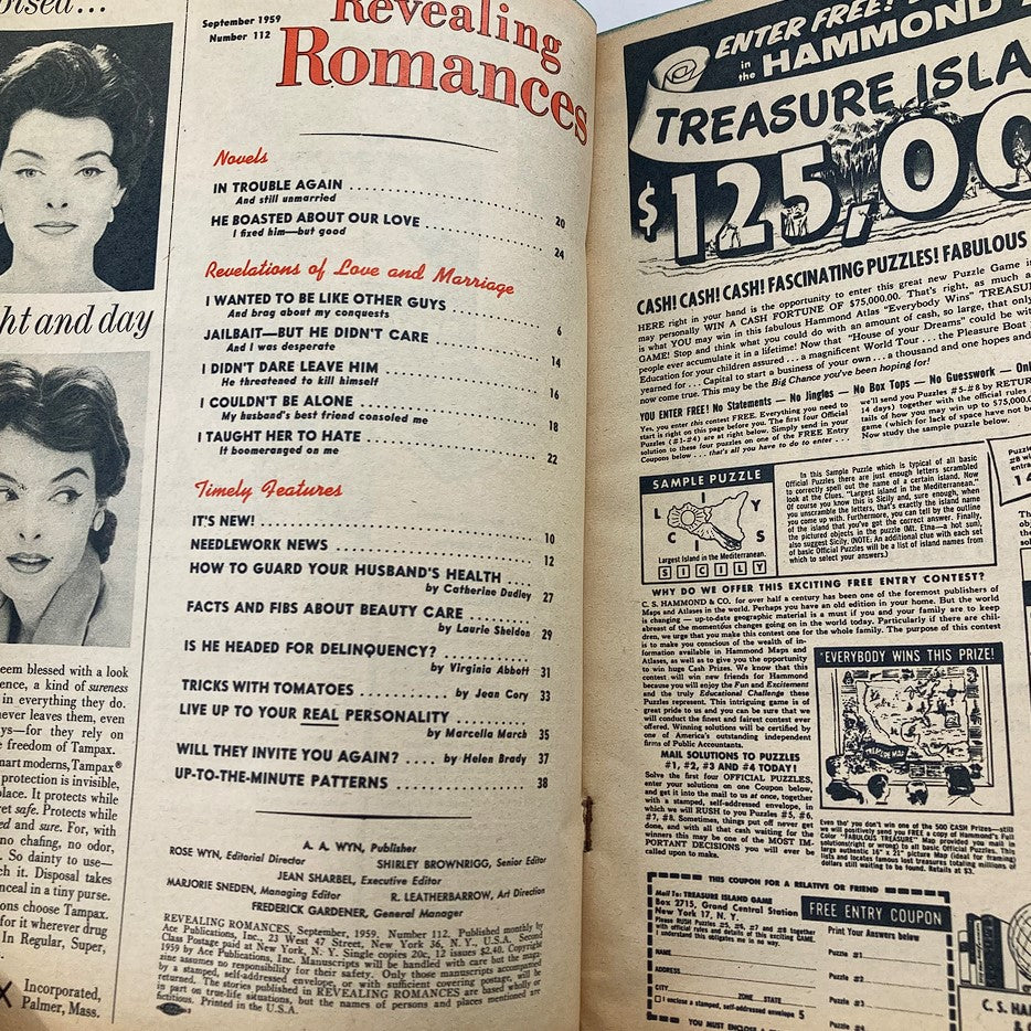 VTG Revealing Romances Magazine September 1959 #112 Tricks with Tomatoes