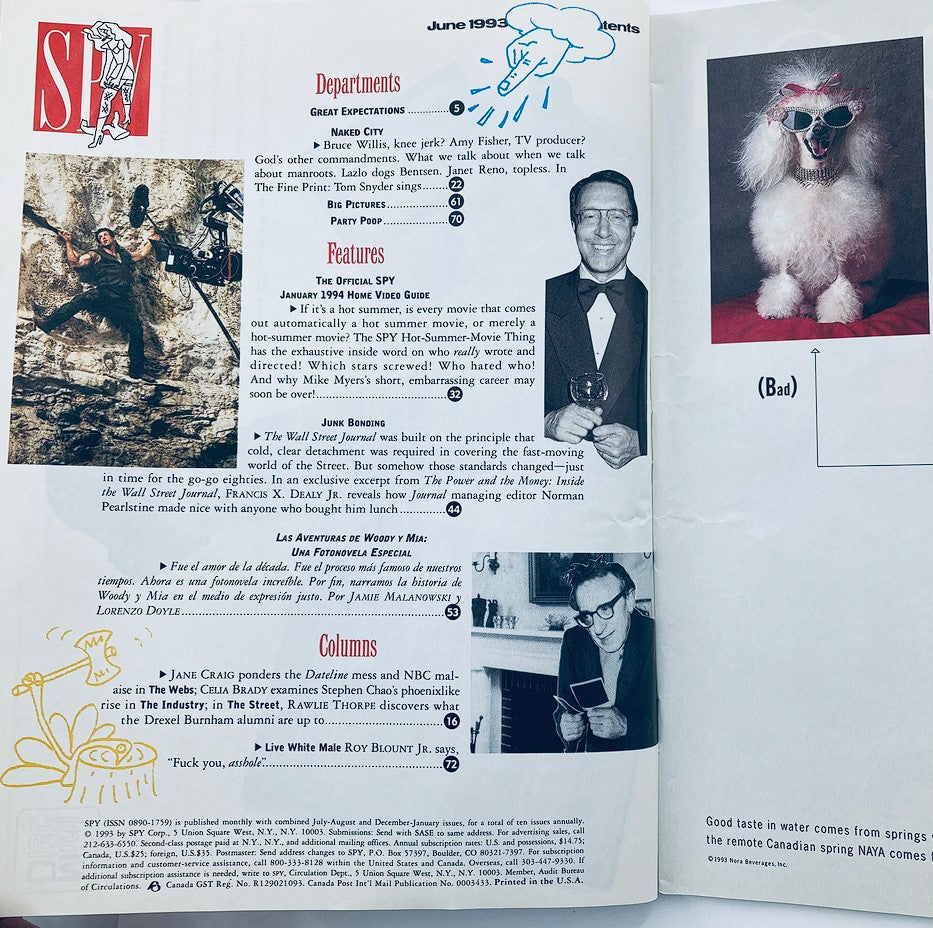 Spy Magazine June 1993 Arnold Schwarzenegger, Woody Allen and Mia Farrow