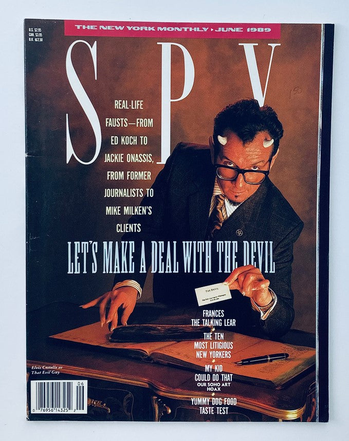 VTG Spy Magazine June 1989 Elvis Costello as That Evil Guy No Label