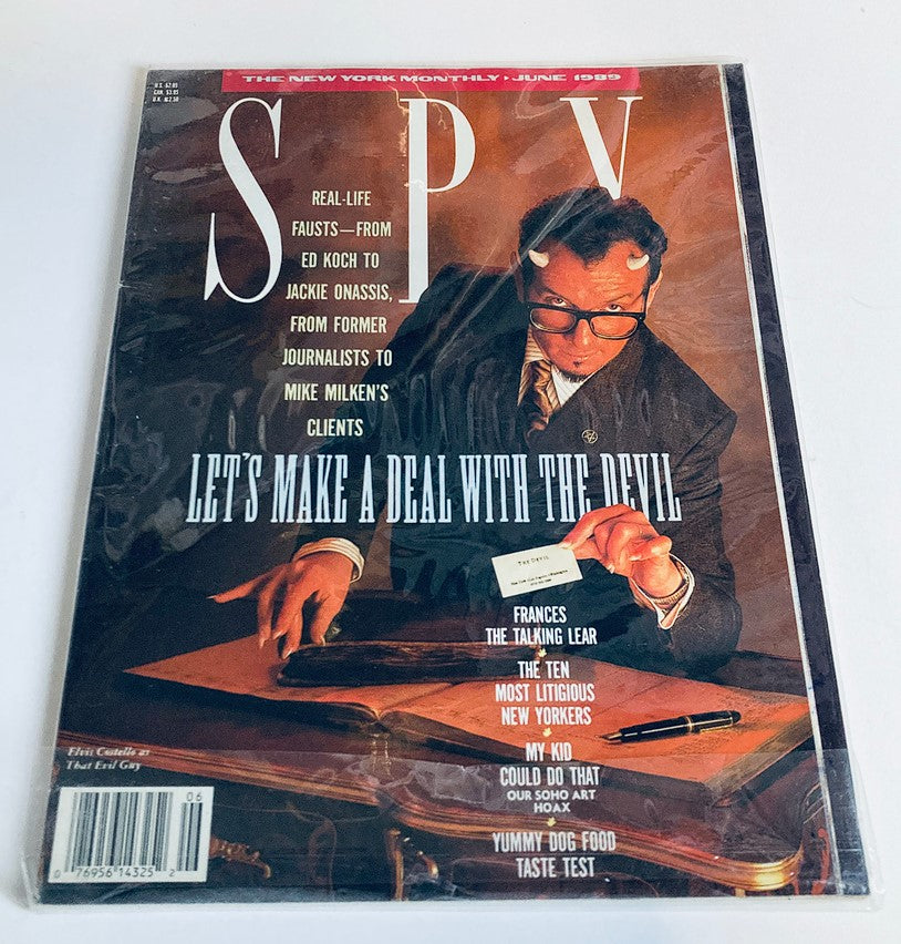 VTG Spy Magazine June 1989 Elvis Costello as That Evil Guy No Label