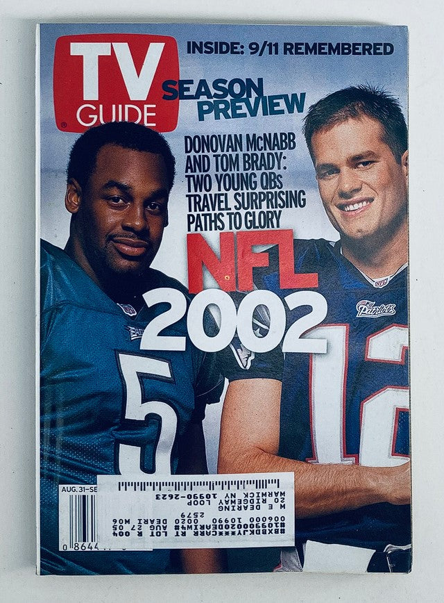 TV Guide Magazine August 31 2002 Tom Brady, Donovan McNabb NY Metro Ed.