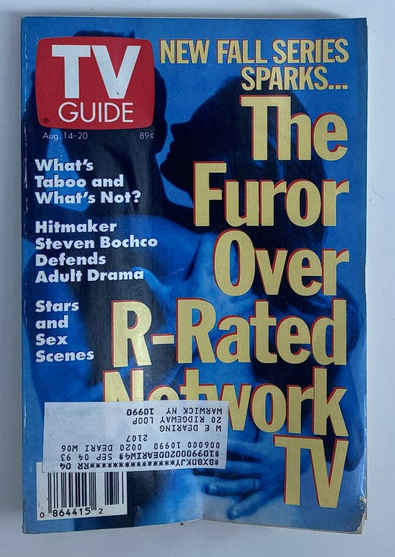 TV Guide Magazine August 14 1993 Furor Over R-Rated Network TV NY Metro Ed.