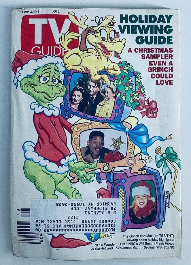 TV Guide Magazine December 4 1993 Jennie Garth, Grimes Karolyn NY Metro Ed.