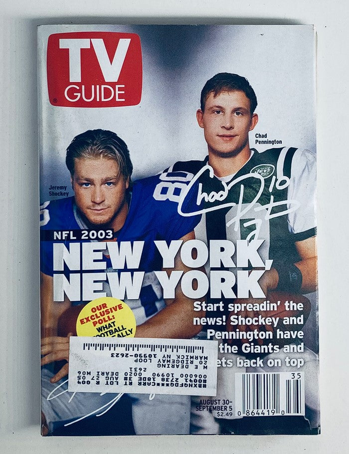 TV Guide Magazine August 30 2003 Chad Pennington, Jeremy Shockey NY Metro Ed.