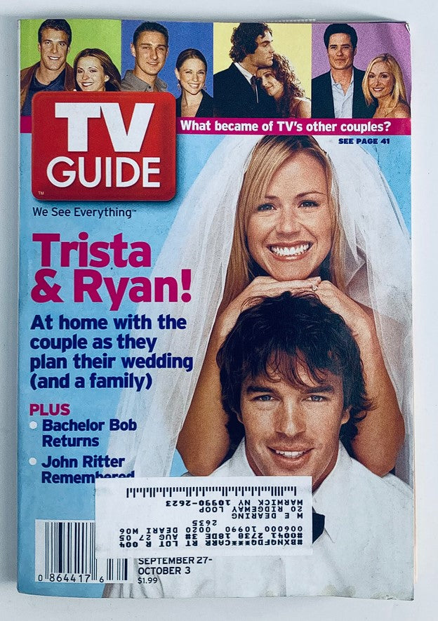 TV Guide Magazine September 27 2003 Trista Rehn and Ryan Suttler NY Metro Ed.