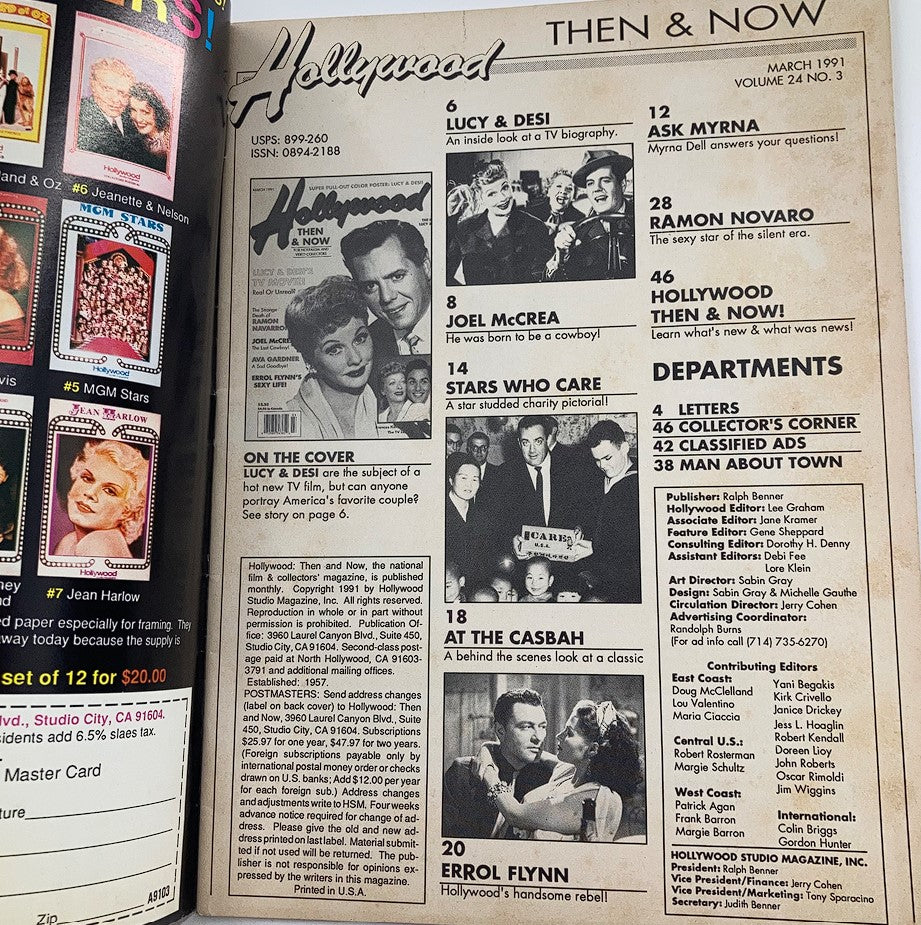 Hollywood Magazine Then & Now March 1991 Lucille Ball and Desi Arnaz w Poster