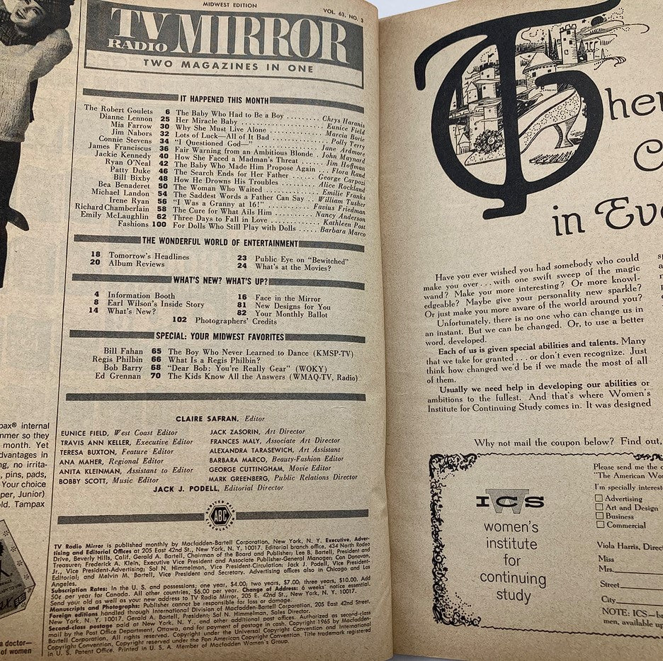 VTG TV Radio Mirror Magazine February 1965 Vol 63 #3 Dianne Lennon No Label