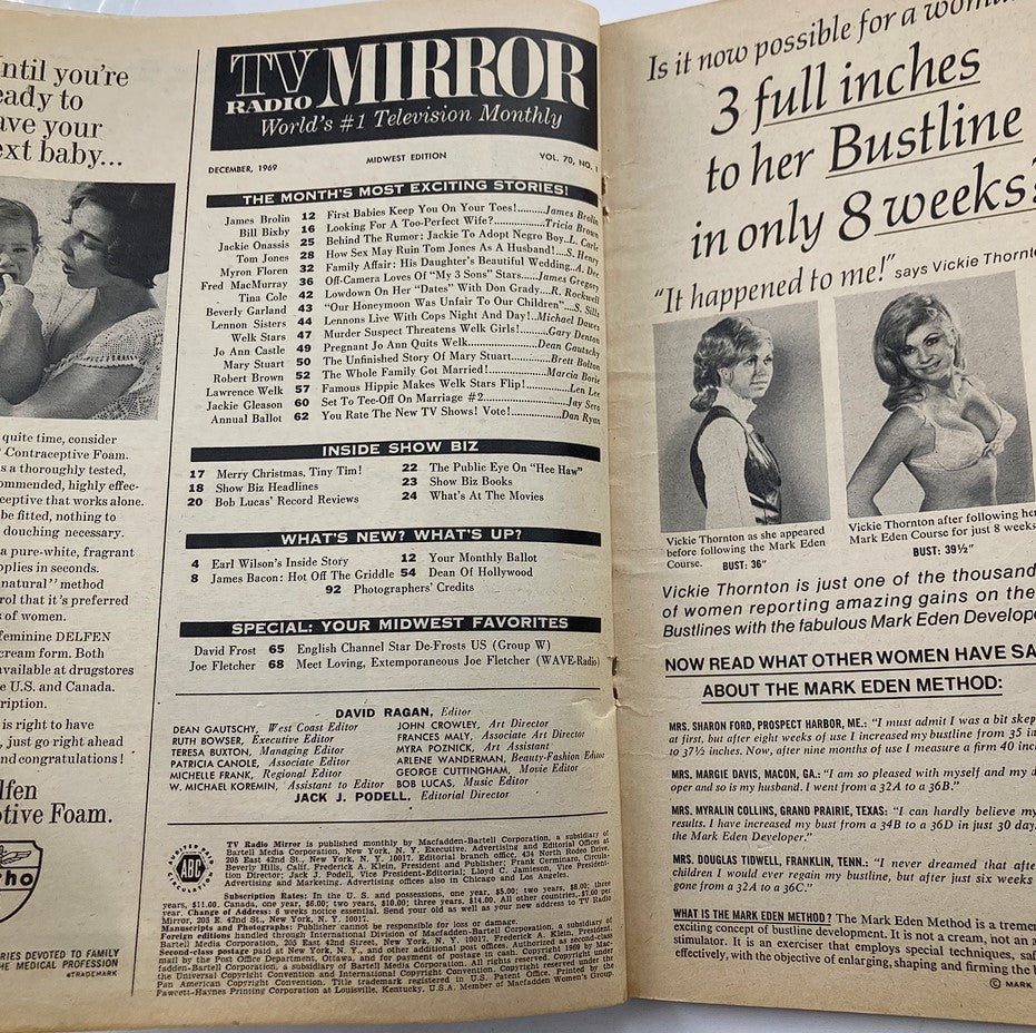 VTG TV Radio Mirror Magazine December 1969 Vol 70 #1 My Three Sons Wedding