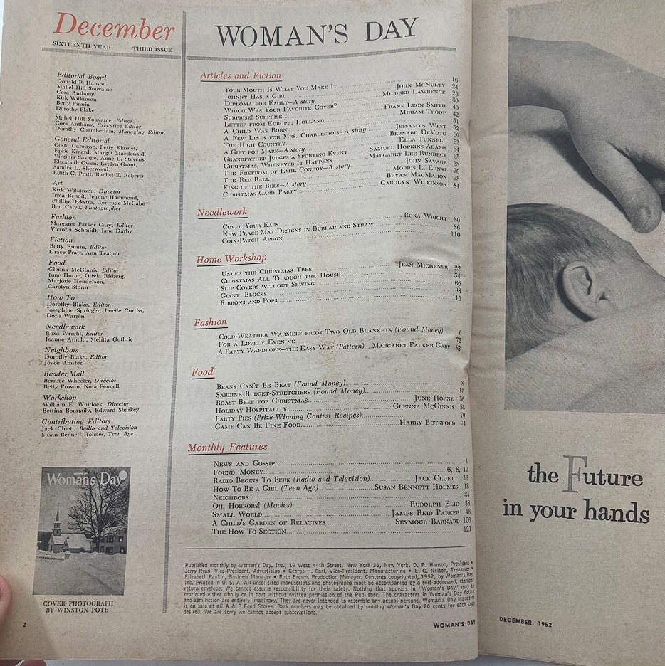 VTG Woman's Day Magazine December 1952 Your Mouth is What You Make It No Label