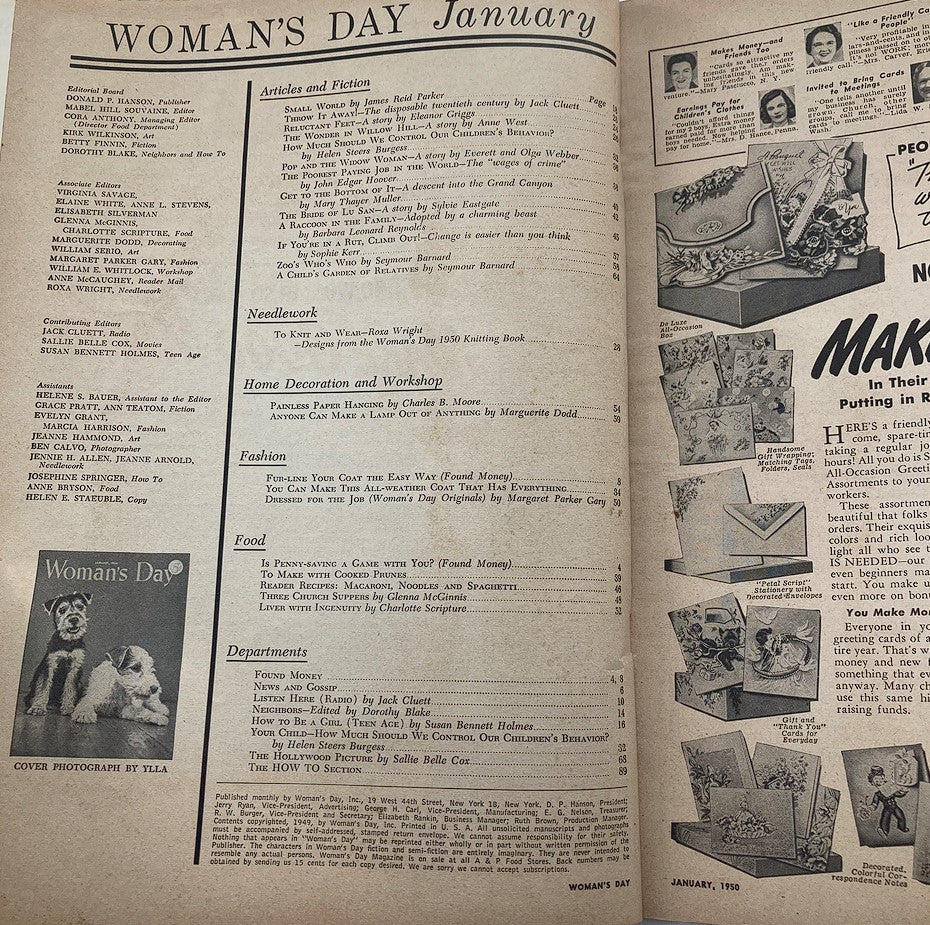 VTG Woman's Day Magazine January 1950 The Wonder in Willow Hill No Label