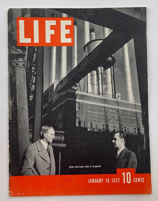 VTG Life Magazine January 18 1937 Henry and Edsel Ford at Dearborn