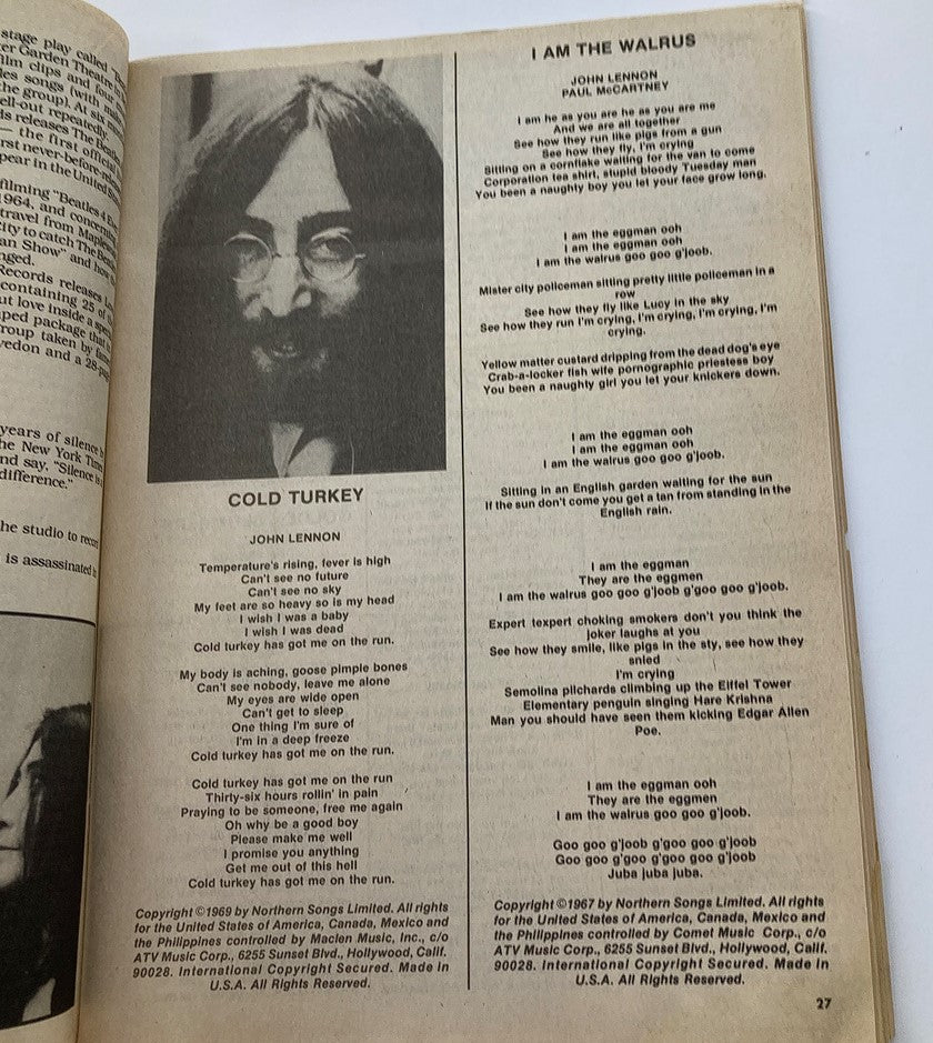 1981 Song Hits' Tribute to John Lennon with Yoko Ono Cover No Label