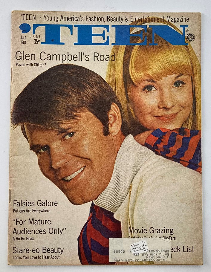 VTG 'Teen Magazine July 1968 Robin Milan and Singer Glen Campbell