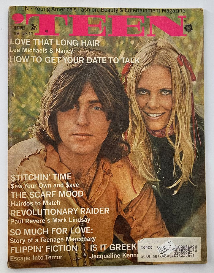 Cover of VTG 'Teen Magazine February 1969 featuring Lee Michaels and Nancy Coors, showcasing pop culture and fashion of the era.