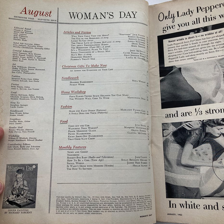 VTG Woman's Day Magazine August 1953 The Eye of The Beholder No Label