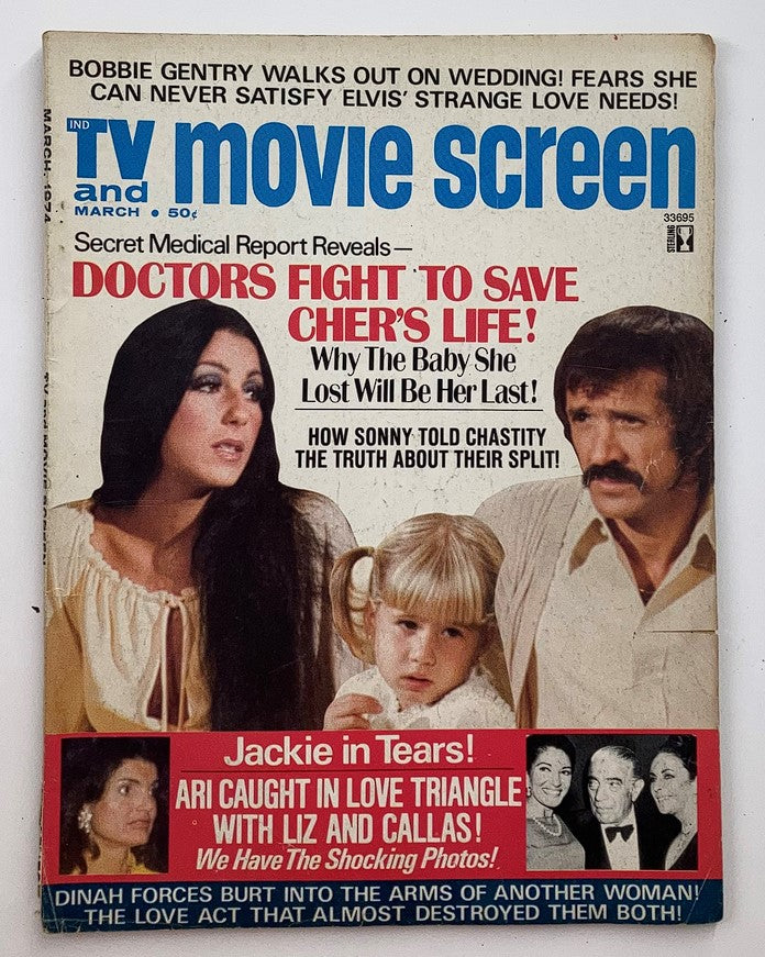 VTG TV and Movie Screen Magazine March 1974 Vol 21 #4 Cher and Bono No Label