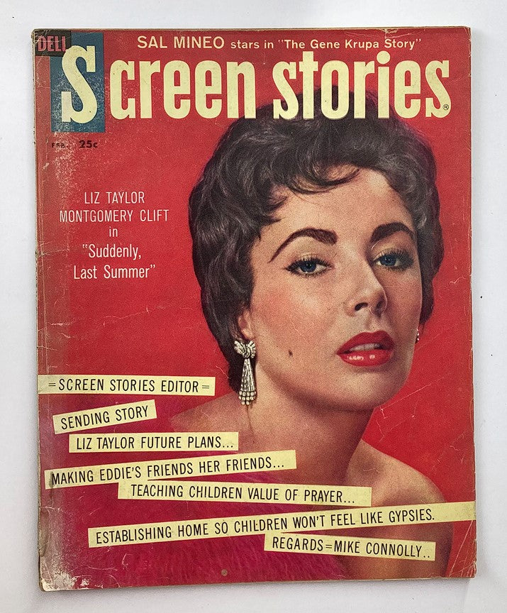 VTG Screen Stories Magazine February 1960 Elizabeth Taylor Cover No Label