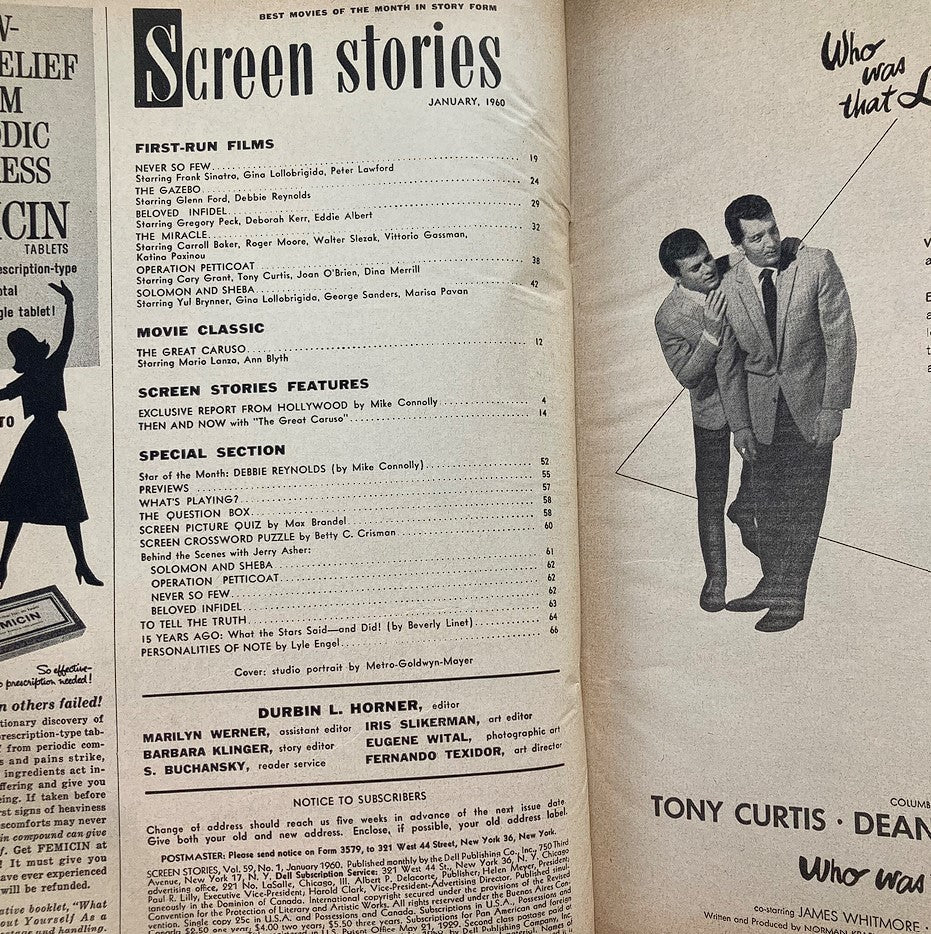 VTG Screen Stories Magazine January 1960 Debbie Reynold's Love Life No Label