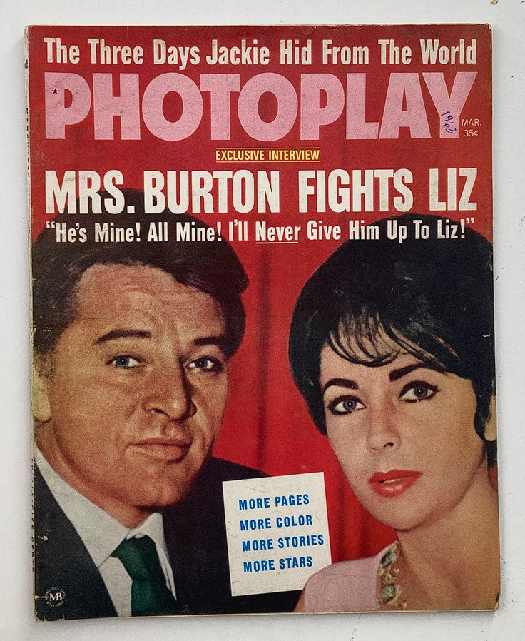 VTG Photoplay Magazine March 1963 Sybil Burton, Elizabeth Taylor No Label