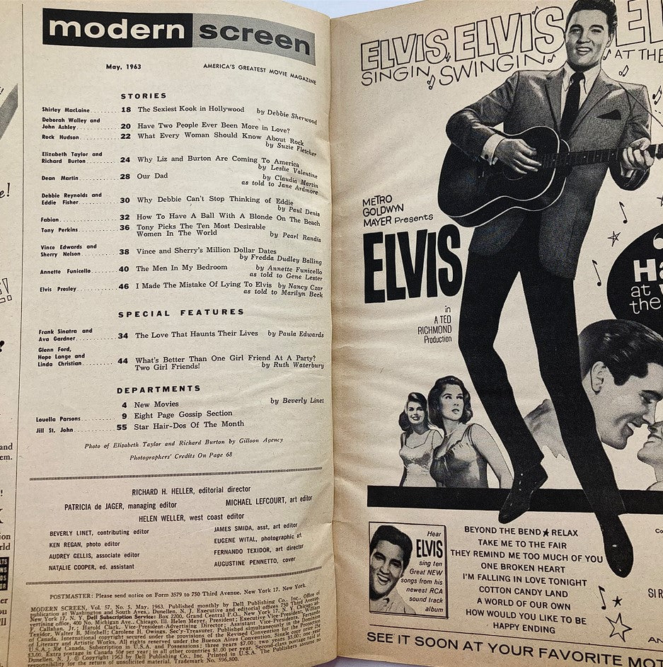 VTG Modern Screen Magazine May 1963 Liz Taylor and Richard Burton No Label