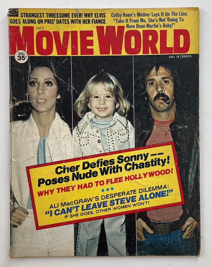 VTG Movie World Magazine July 1973 Vol 18 #7 Sonny and Cher No Label