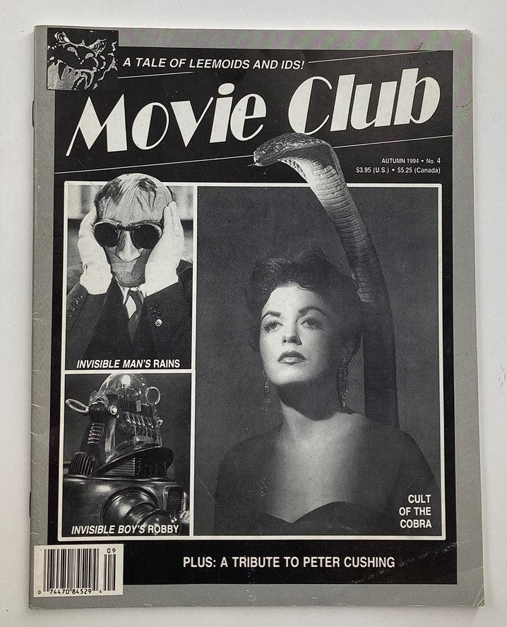 Movie Club Magazine No. 4 Autumn 1994 Cult of The Cobra w Poster No Label