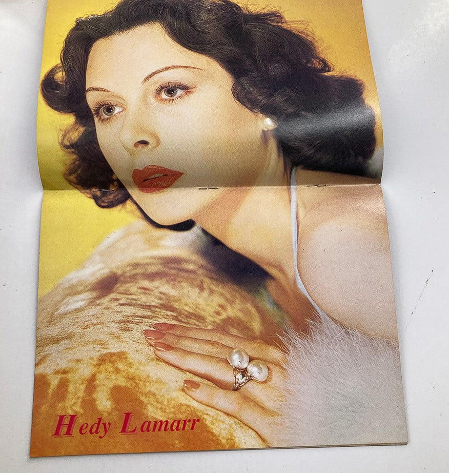 Vintage Hollywood Studio Magazine Then & Now November 1988 featuring an elegant photo of Hedy Lamarr, highlighting her timeless beauty and charm, with eye-catching design elements that reflect classic Hollywood glamour.