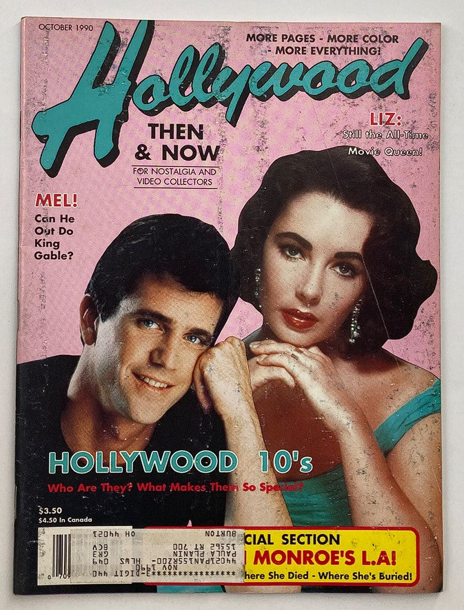 Hollywood Studio Magazine Then & Now October 1990 Liz Taylor Mel Gibson w Poster