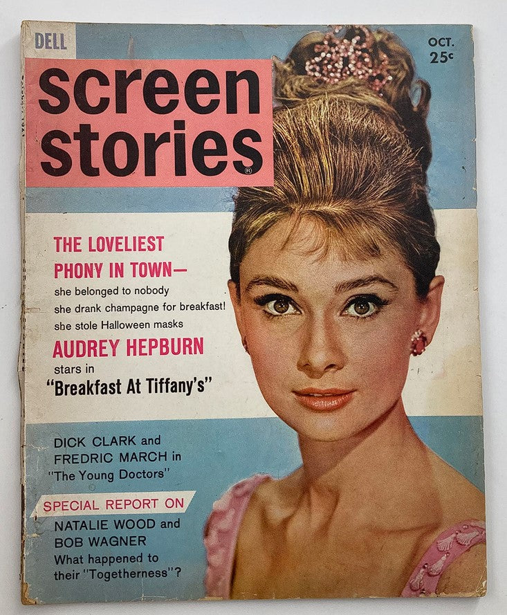 VTG Screen Stories Magazine October 1961 Portrait of Audrey Hepburn No Label