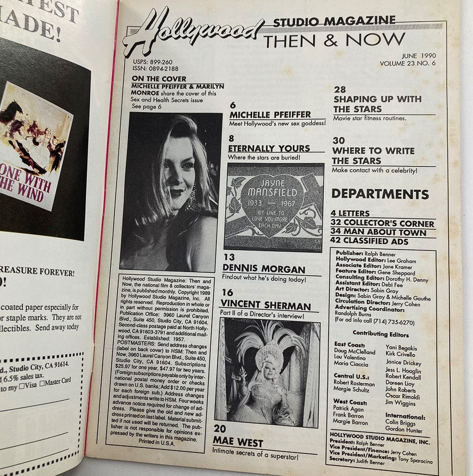 Hollywood Studio Magazine Then & Now June 1990 Marilyn Monroe w Poster